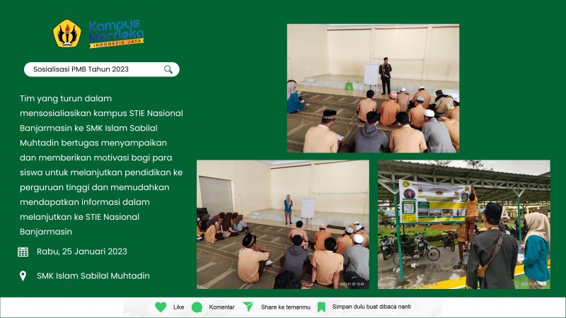 STIE Nasional Banjarmasin Lakukan Sosialiasi Penerimaan Mahasiswa Baru Tahun 2023