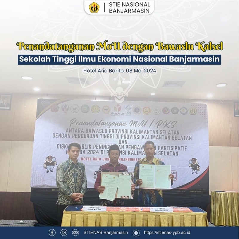 Penandatanganan nota kesepahaman/MOU antara BAWASLU PROVINSI KALIMANTAN SELATAN