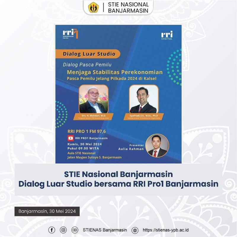 Dialog Luar Studio RRI Pro1 gelar Dialog Pasca Pemilu dengan topik “Menjaga stabilitas perekonomian pasca pemilu jelang pilkada 2024 di Kalselâ€